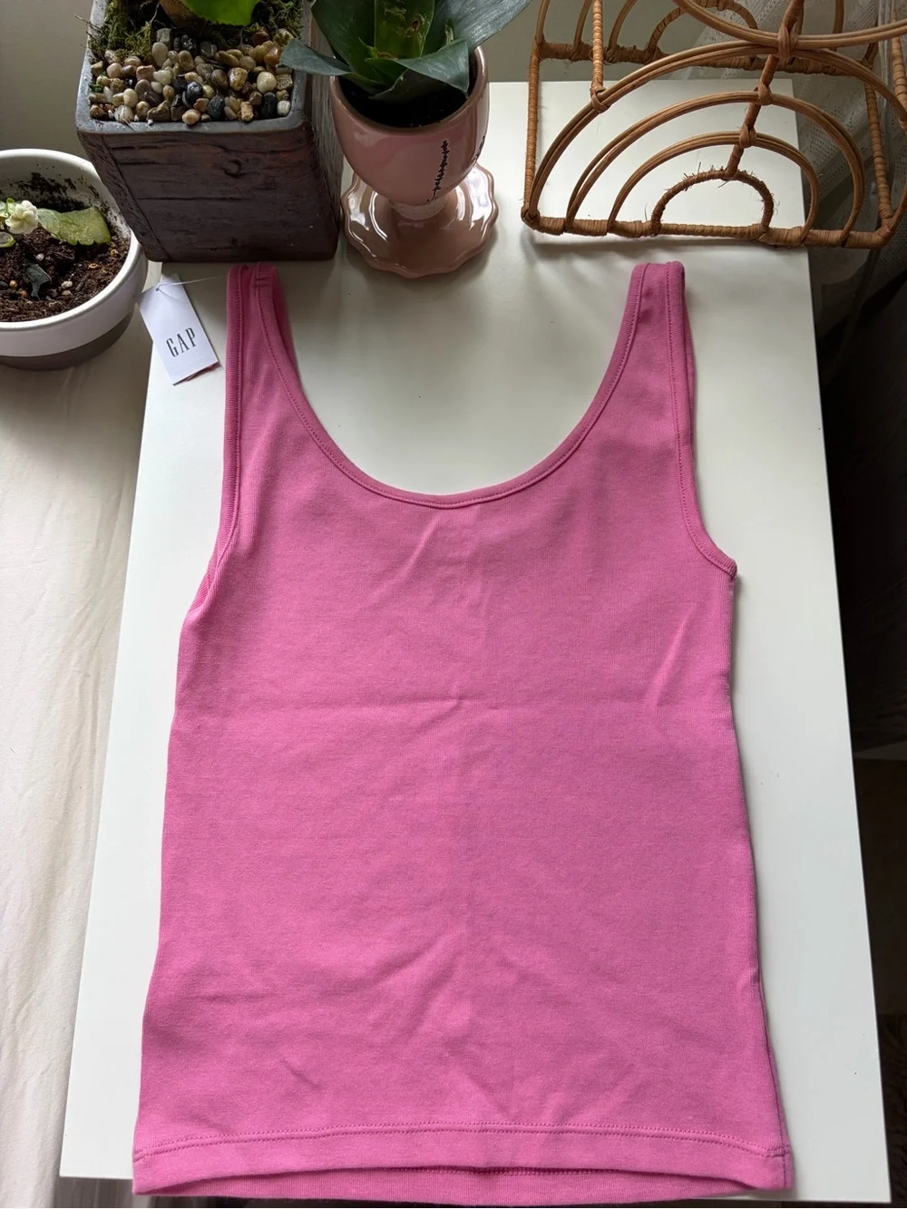 GAP Pink Ribbed Tank Top - Picture 3 of 3